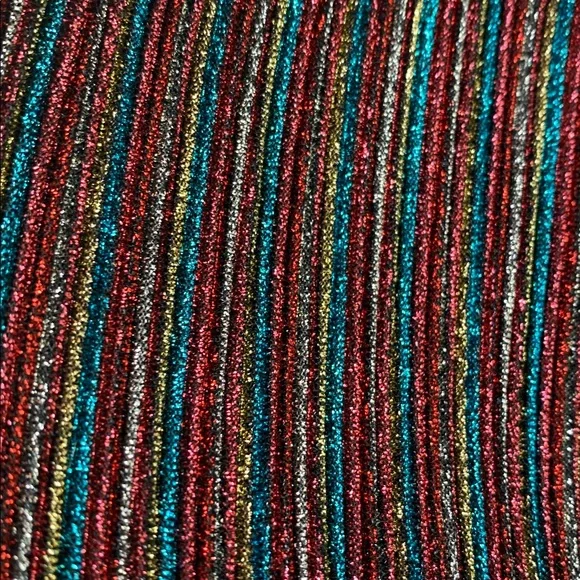 Ava & Yelly 6X Glitter Metallic Striped Dress EUC Red Silver Gold Blue - Picture 2 of 15